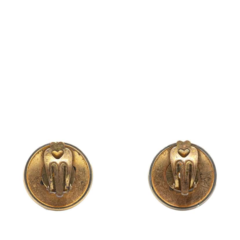 Hermès Gold Plated Sellier Round Clip on Earrings Gold Metal Good condition - Back View