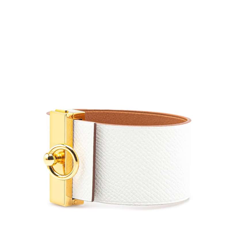 Hermès Bicolor Epsom Reversible Illusion Bracelet MM White Leather Good condition - Back View