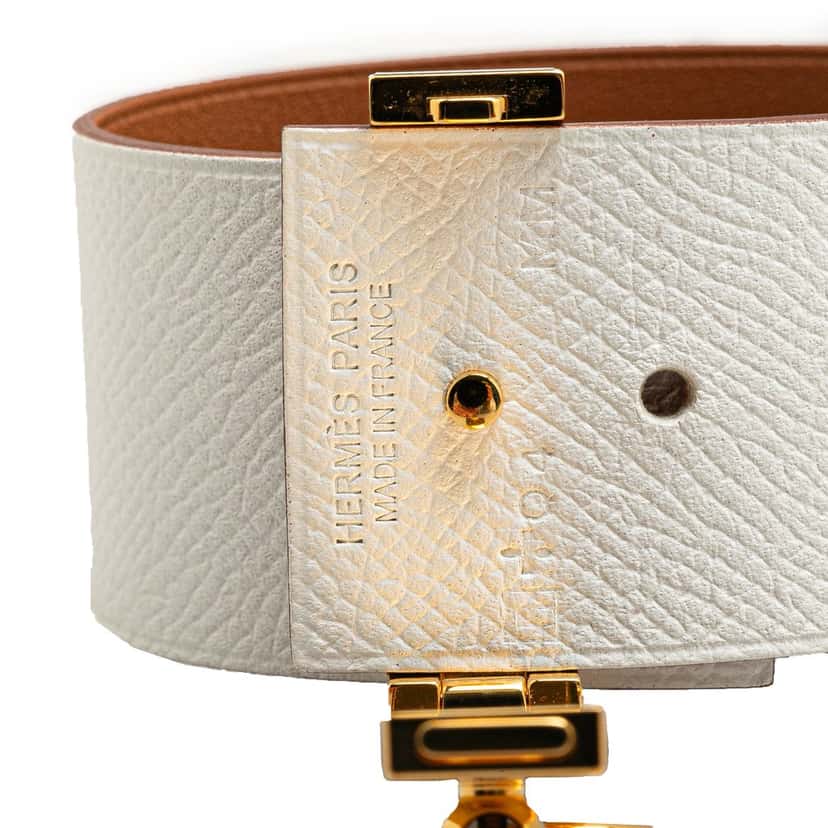 Hermès Bicolor Epsom Reversible Illusion Bracelet MM White Leather Good condition - Box View