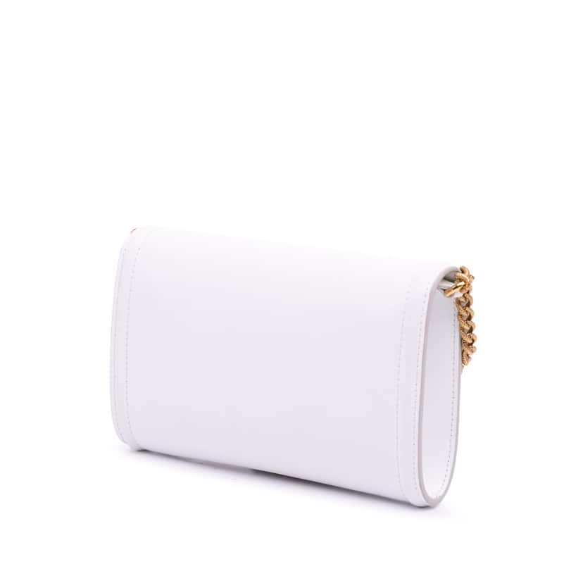 Dolce & Gabbana Mini Smooth Calfskin Devotion Flap White Leather Good condition - Back View
