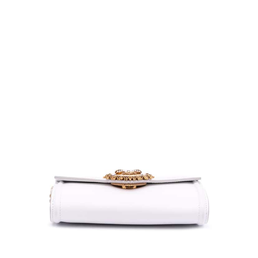 Dolce & Gabbana Mini Smooth Calfskin Devotion Flap White Leather Good condition - Inside View