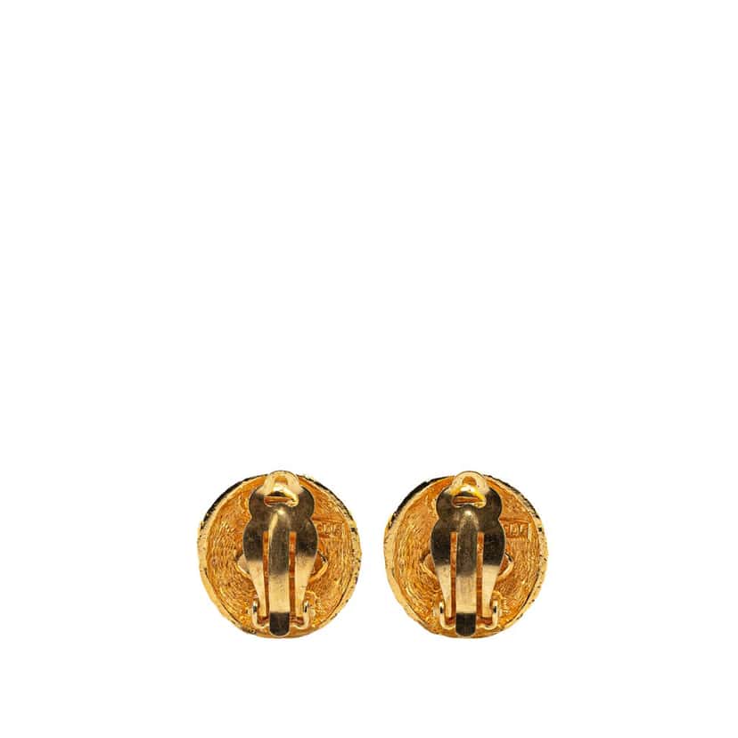 Chanel Gold Plated CC Clip On Earrings Gold Metal Good condition - Back View