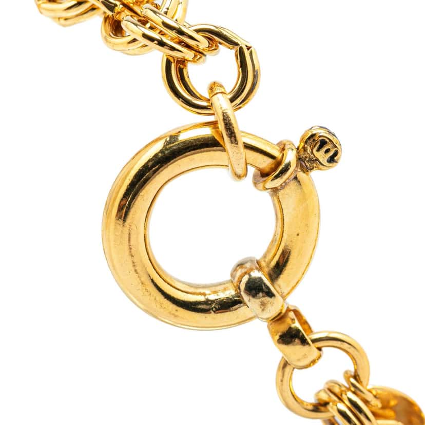 Chanel Gold Plated CC Round Pendant Necklace Gold Metal Good condition - Box View
