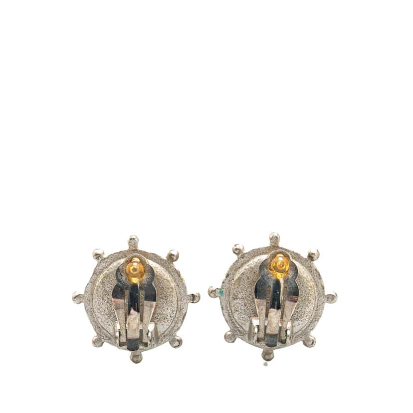 Chanel Silver CC Faux Pearl Clip On Earrings Silver Silver Good condition - Back View