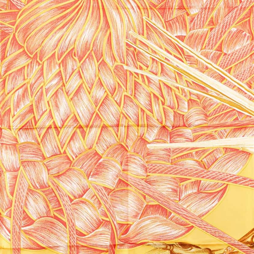 Hermès Jardin Creole Detail Silk Scarf Yellow Silk Good condition - Back View