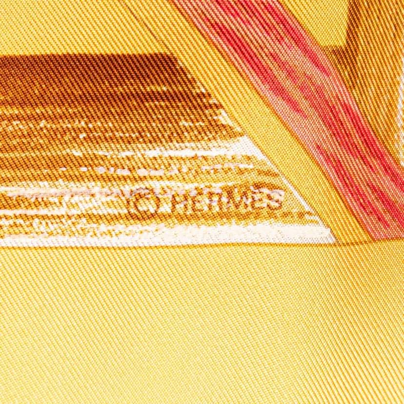 Hermès Jardin Creole Detail Silk Scarf Yellow Silk Good condition - Model View