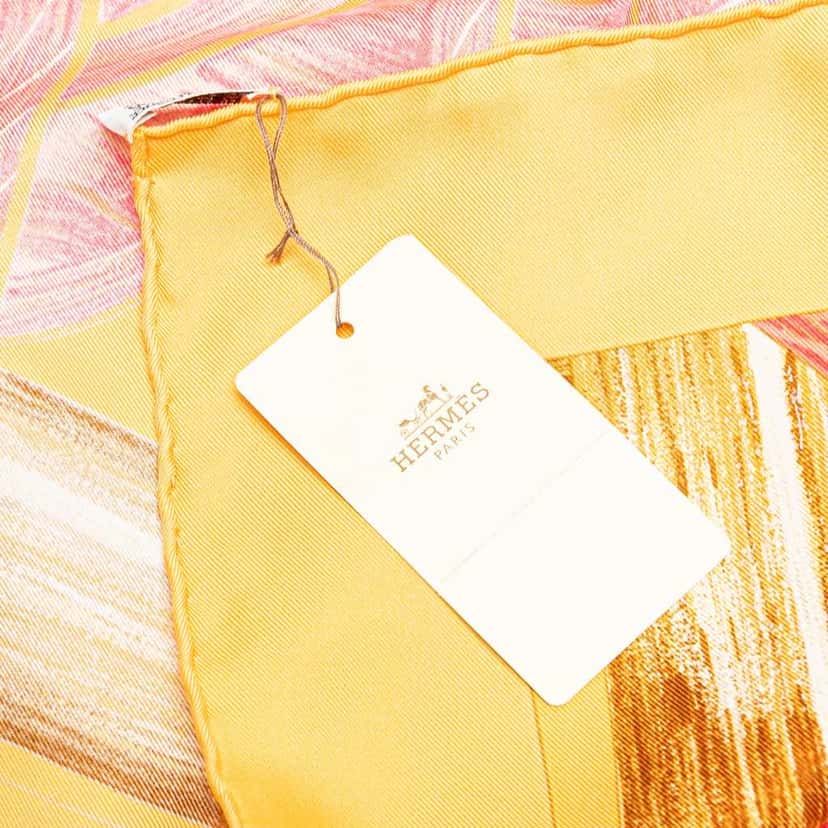 Hermès Jardin Creole Detail Silk Scarf Yellow Silk Good condition - Box View