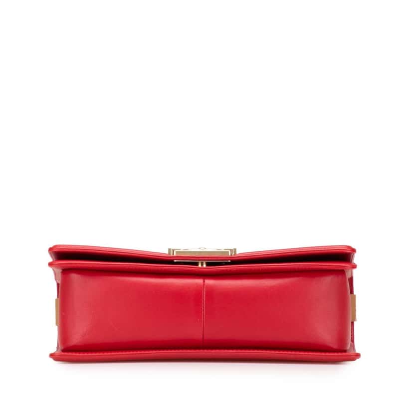 Chanel Old Medium Quilted Lambskin Boy Flap Red Leather Good condition - Inside View