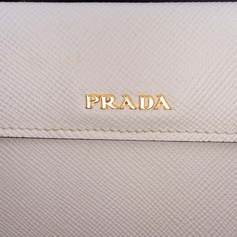 Prada Large Saffiano Cuir Double Satchel White Leather Good condition - Box View