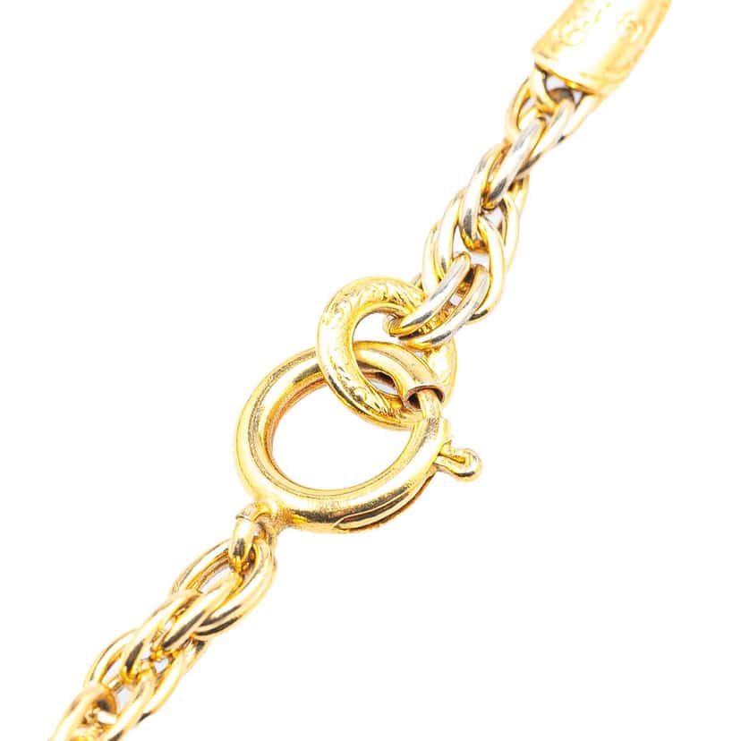 Chanel Gold Plated CC Rhinestone Pendant Necklace Gold Metal Good condition - Model View