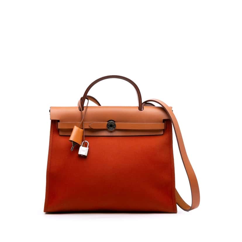 Hermès Toile Herbag Zip 31 Orange Canvas Good condition - Front View