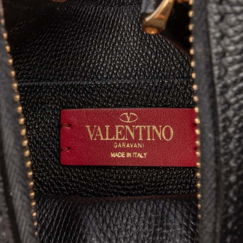 Valentino Mini Grainy Calfskin VLogo Hobo Black Leather Good condition - Box View