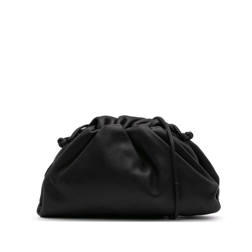 Bottega Veneta Lambskin The Mini Pouch Crossbody Black Leather Good condition - Front View