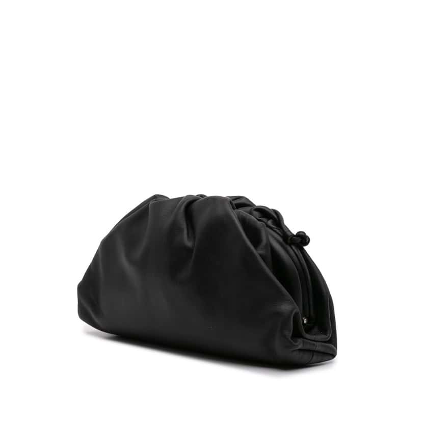 Bottega Veneta Lambskin The Mini Pouch Crossbody Black Leather Good condition - Back View
