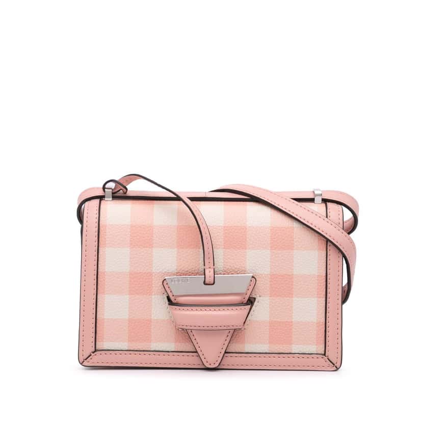 Loewe Small Leather Gingham Barcelona Crossbody Pink Leather Good condition - Front View
