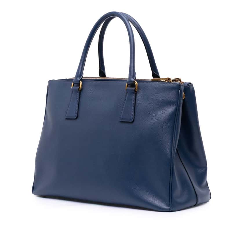 Prada Medium Saffiano Lux Galleria Double Zip Tote Blue Leather Good condition - Back View