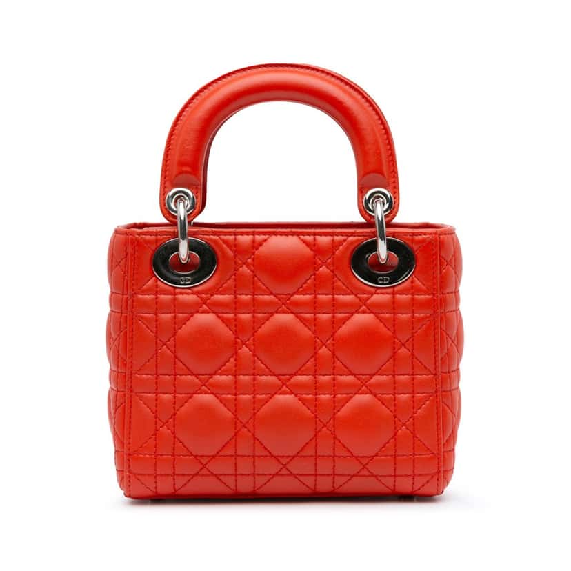 Dior Mini Lambskin Cannage Lady Dior Red Leather Very good condition - Inside View