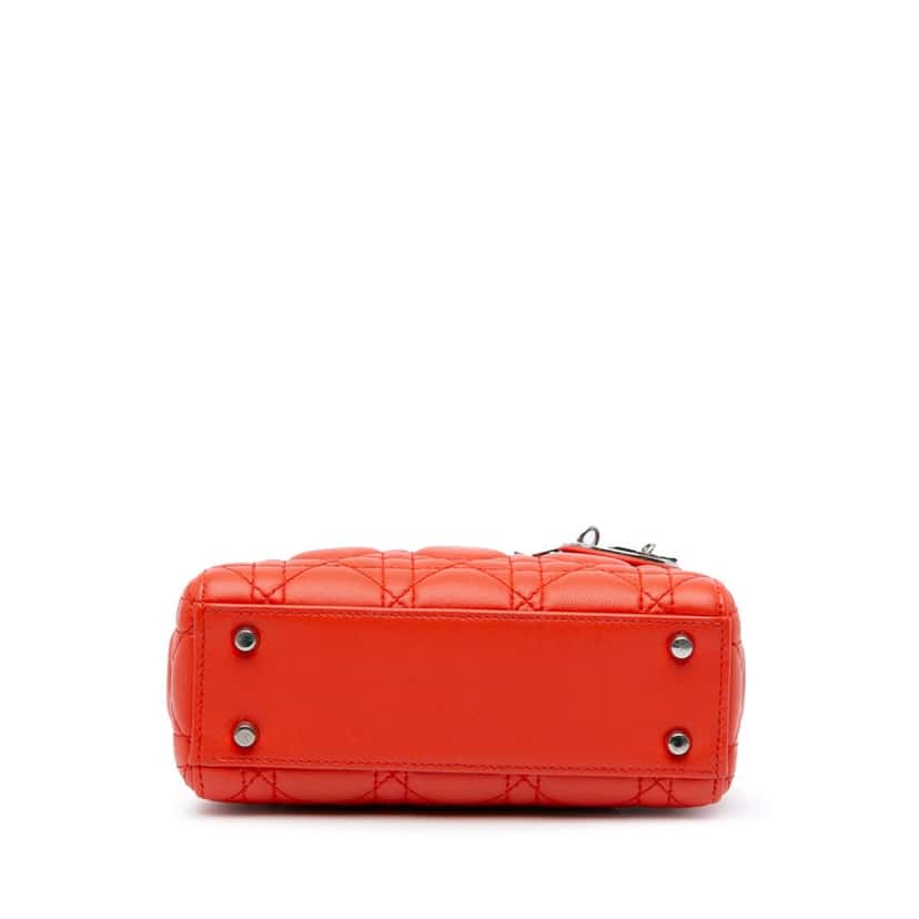 Dior Mini Lambskin Cannage Lady Dior Red Leather Very good condition - Model View
