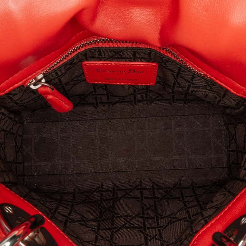 Dior Mini Lambskin Cannage Lady Dior Red Leather Very good condition - Box View