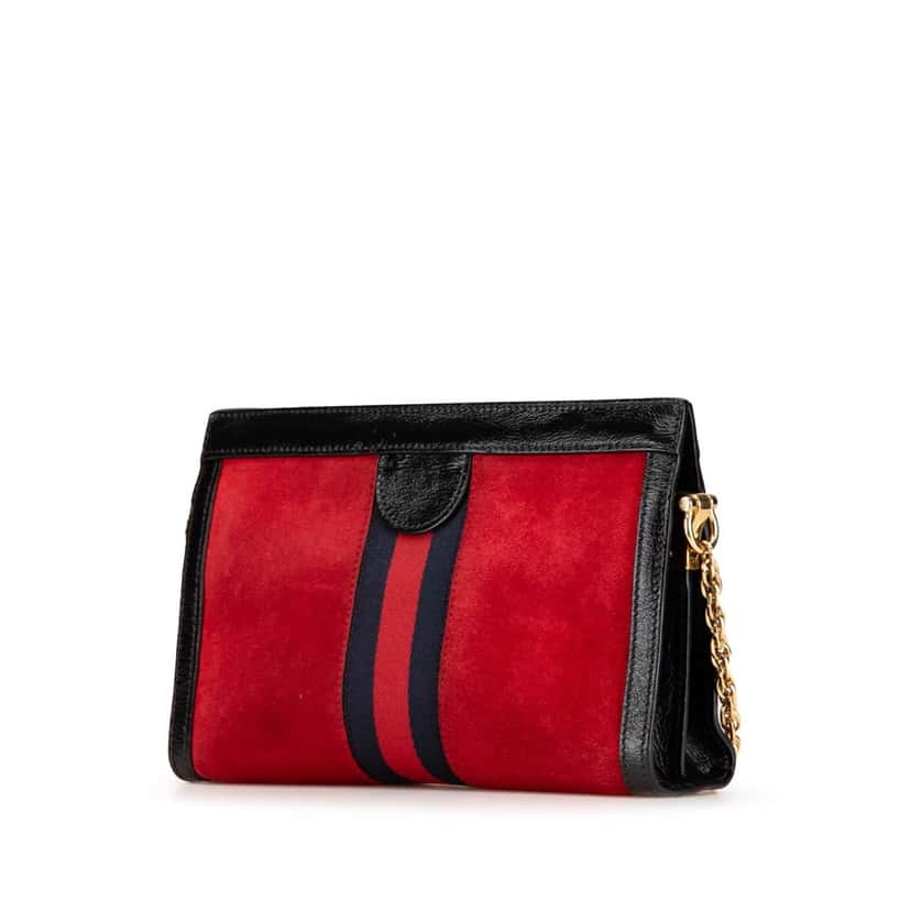 Gucci Small Suede Ophidia Chain Crossbody Red Leather Good condition - Back View