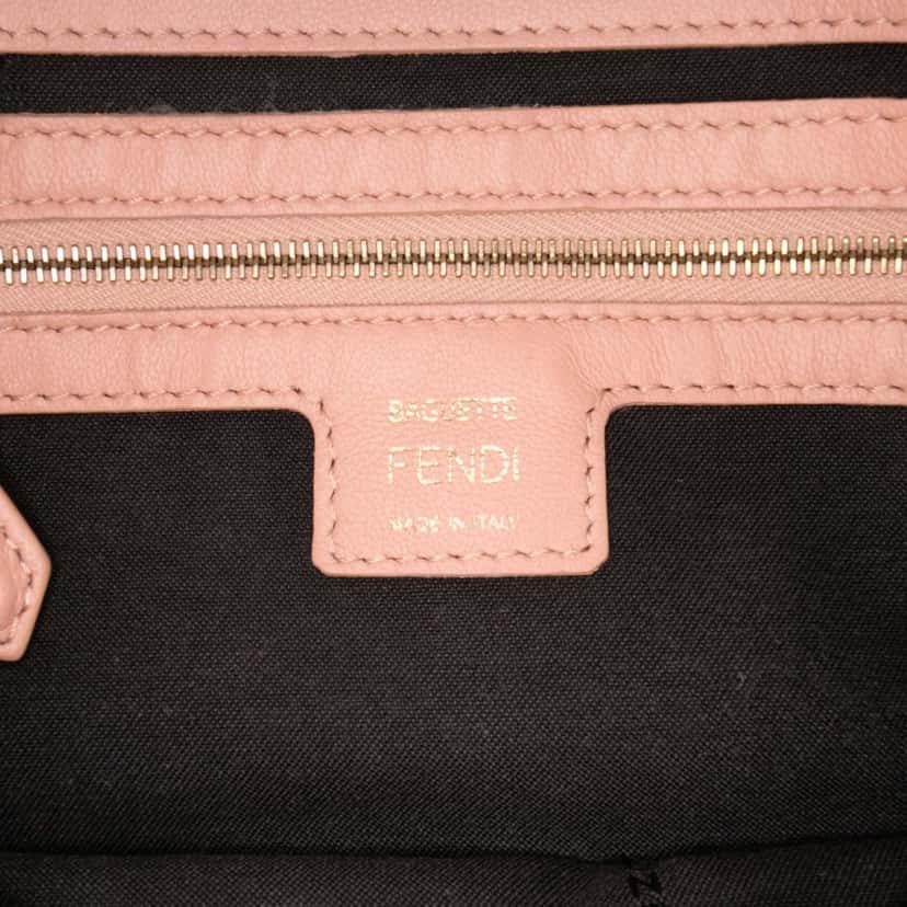 Fendi Zucca Embossed Leather Baguette Satchel Pink Leather Good condition - Box View