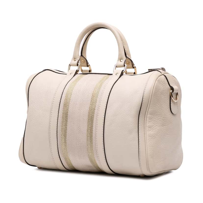 Gucci Calfskin Web Joy Boston Bag Brown Leather Good condition - Back View