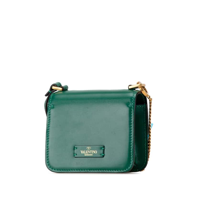Valentino Micro Leather VSling Crossbody Green Leather Good condition - Back View