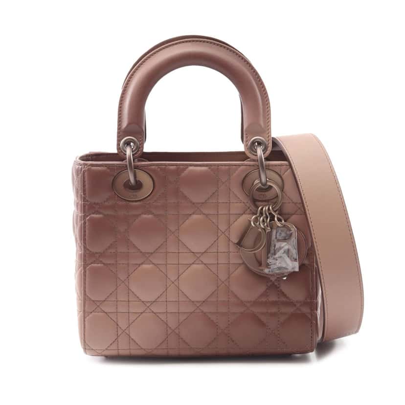 Dior Small Ombre Lambskin Cannage lady Dior Pink Leather Good condition - Front View