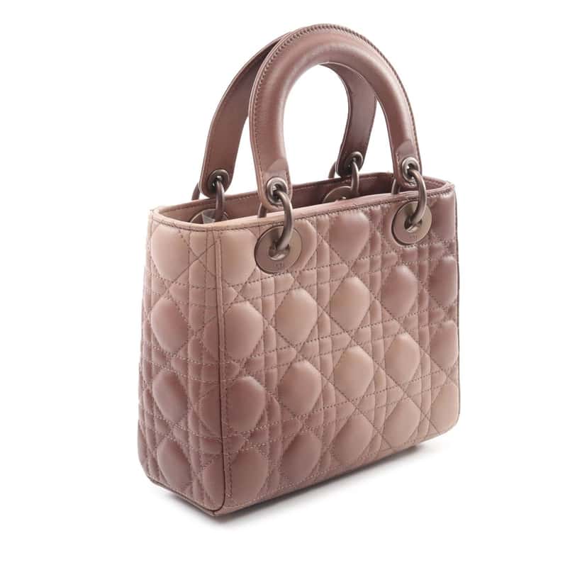 Dior Small Ombre Lambskin Cannage lady Dior Pink Leather Good condition - Back View