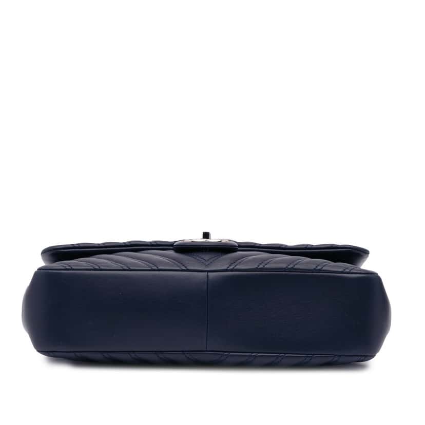 Chanel Jumbo Double Stitch Chevron Lambskin Single Flap Blue Leather Good condition - Inside View