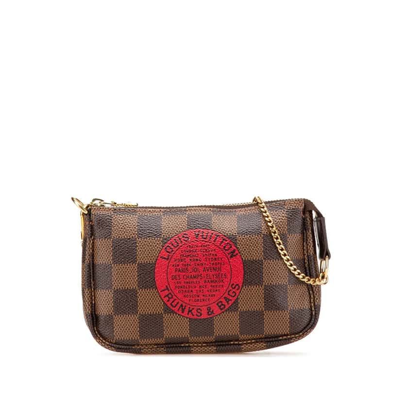 Louis Vuitton Damier Ebene Trunks and Bags Mini Pochette Accessoires Brown Canvas Good condition - Front View