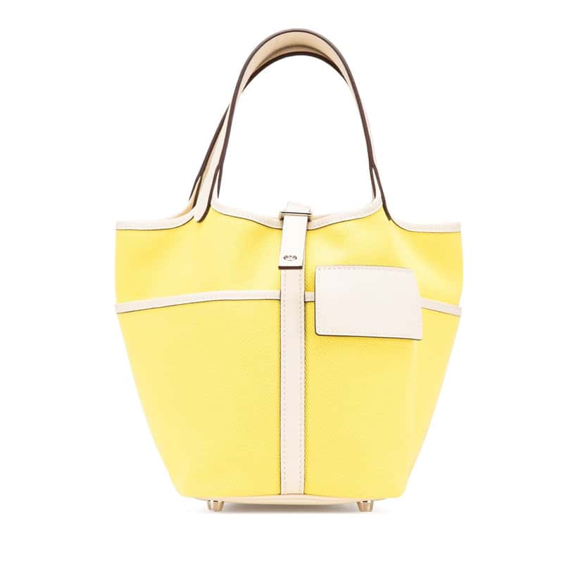 Hermès Toile Goeland and Swift Cargo Picotin Lock 18 Yellow Canvas Good condition - Front View