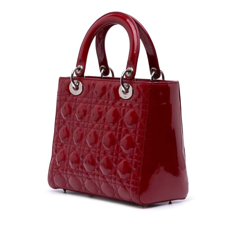 Dior Medium Patent Cannage Lady Dior Red Leather Good condition - Back View
