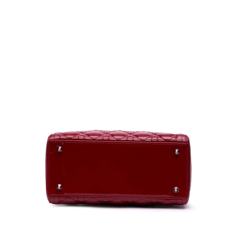 Dior Medium Patent Cannage Lady Dior Red Leather Good condition - Inside View