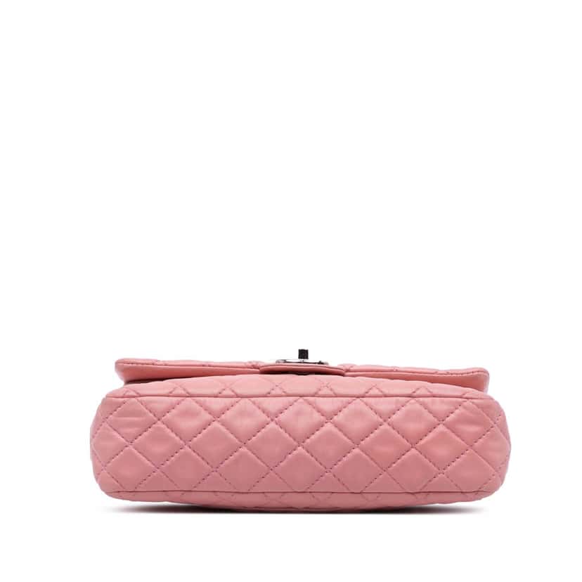 Chanel Medium Classic Lambskin Double Flap Pink Leather Fair condition - Inside View