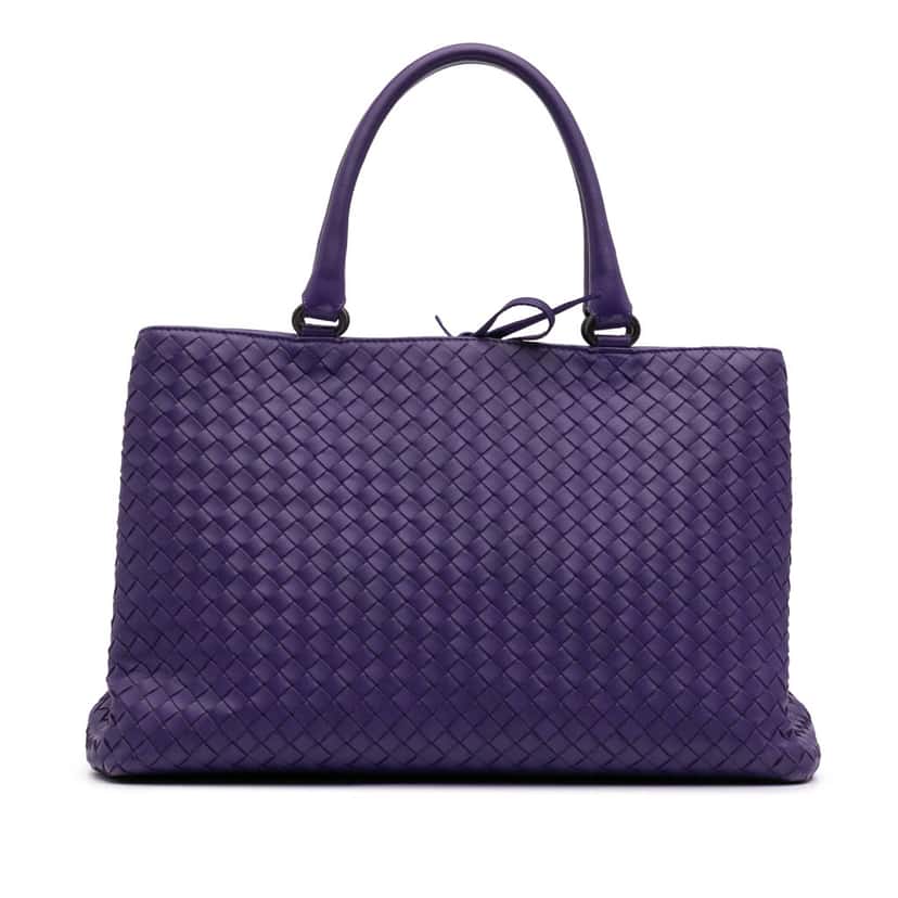 Bottega Veneta Nappa Intrecciato Milano Tote Purple Leather Good condition - Front View
