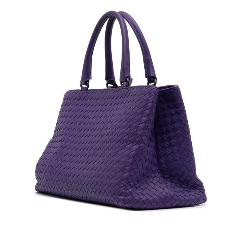 Bottega Veneta Nappa Intrecciato Milano Tote Purple Leather Good condition - Back View