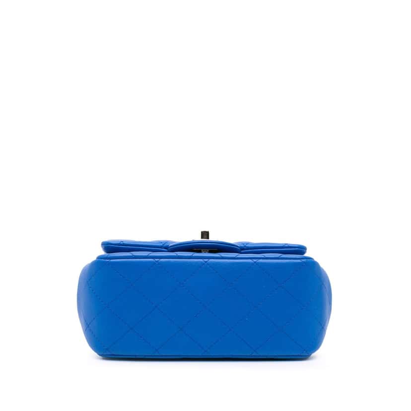 Chanel Mini Square Classic Lambskin Single Flap Blue Leather Good condition - Inside View
