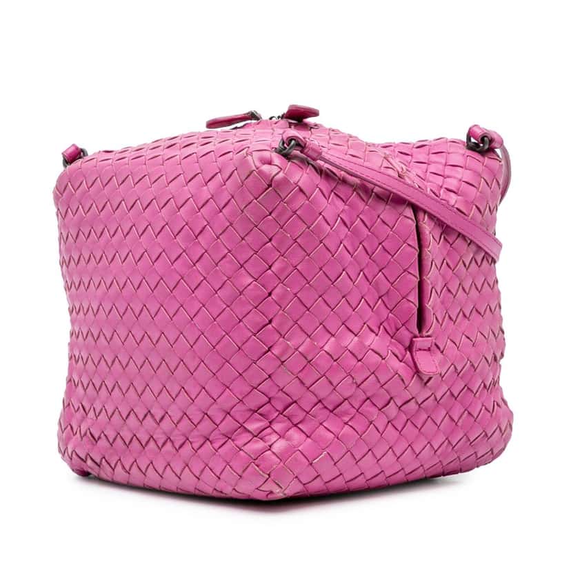 Bottega Veneta Nappa Intrecciato Cube Crossbody Pink Leather Very good condition - Back View