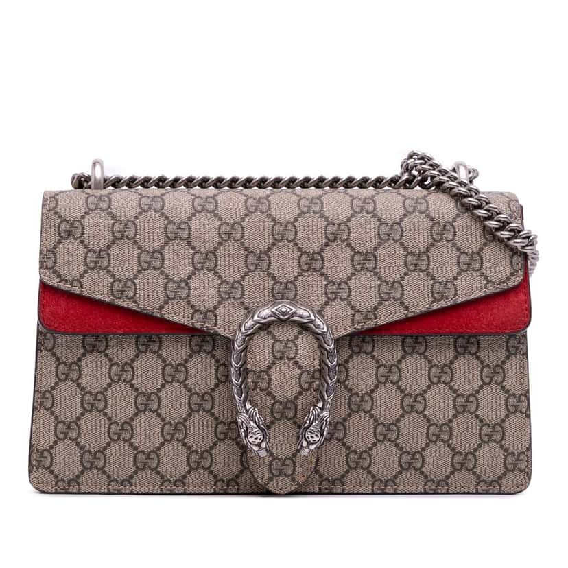 Gucci Small GG Supreme Dionysus Shoulder Bag Brown Canvas Good condition - Front View