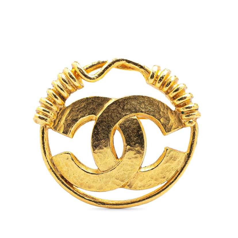Chanel Gold Plated CC Brooch Gold Metal Good condition - Front View