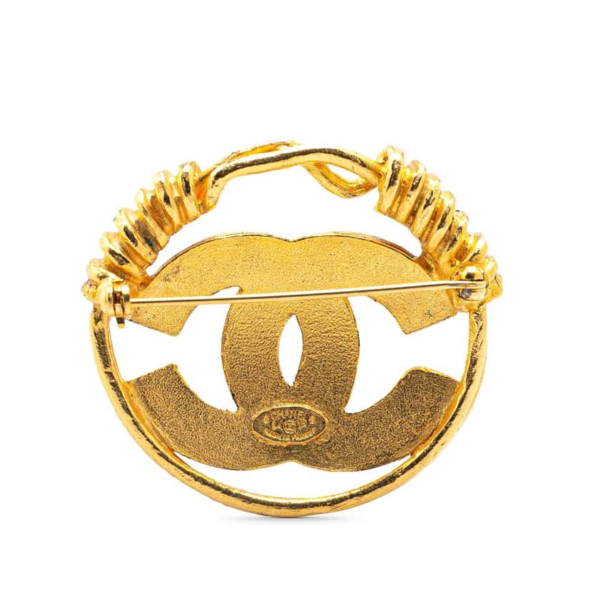 Chanel Gold Plated CC Brooch Gold Metal Good condition - Back View