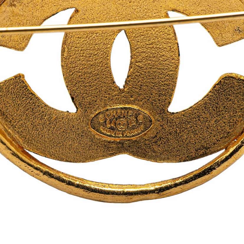 Chanel Gold Plated CC Brooch Gold Metal Good condition - Inside View