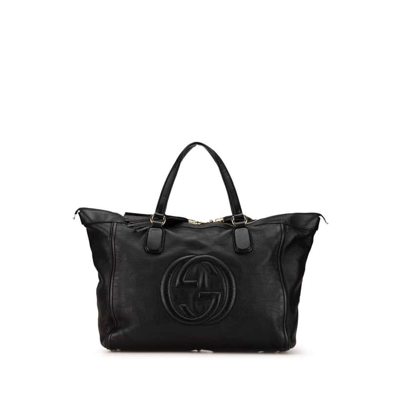 Gucci Large Leather Soho Zip Tote Black Leather Good condition - Front View