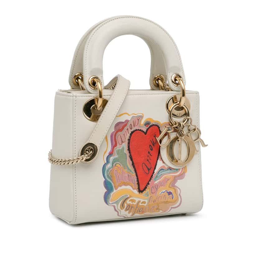 Dior Niki De Saint Phalle Mini Calfskin Dioramour Lady Dior White Leather Very good condition - Back View