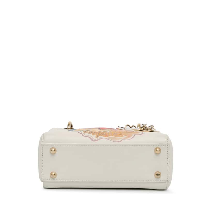 Dior Niki De Saint Phalle Mini Calfskin Dioramour Lady Dior White Leather Very good condition - Model View
