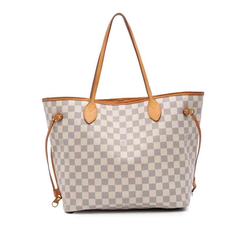 Louis Vuitton Damier Azur Neverfull MM White Canvas Good condition - Front View