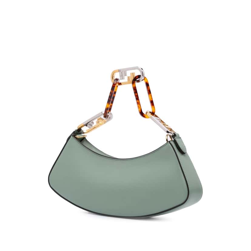 Fendi Leather O'lock Swing Satchel Green Leather Good condition - Back View