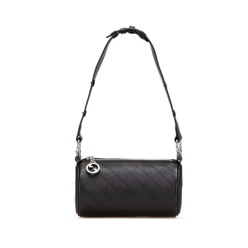 Gucci Mini Leather Blondie Barrel Shoulder Bag Black Leather Good condition - Front View