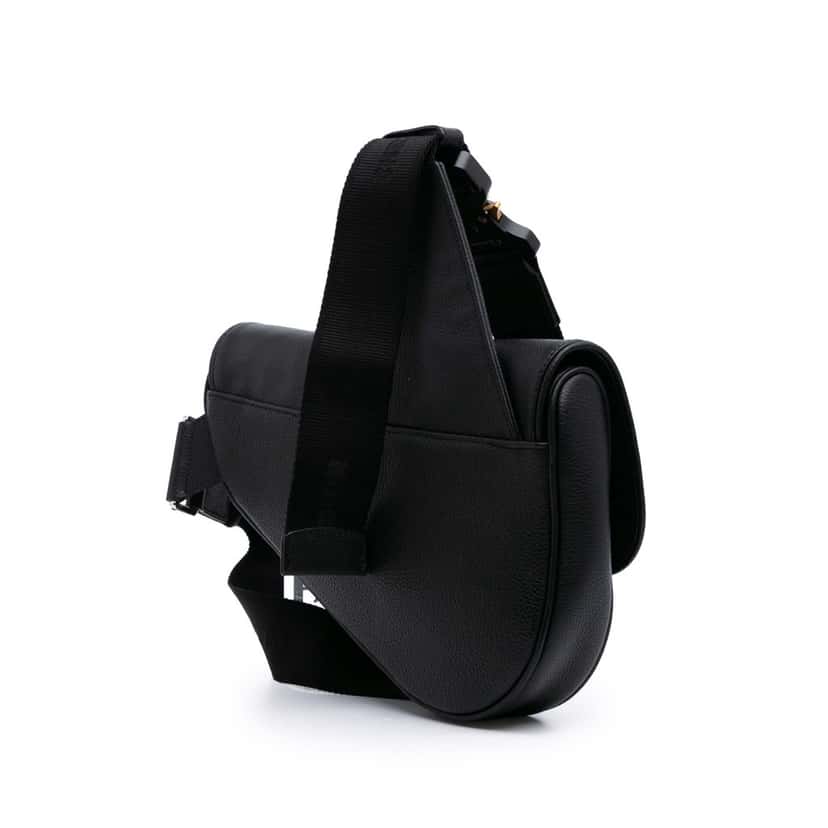 Dior Grained Calfskin Saddle Bag Black Leather Good condition - Back View
